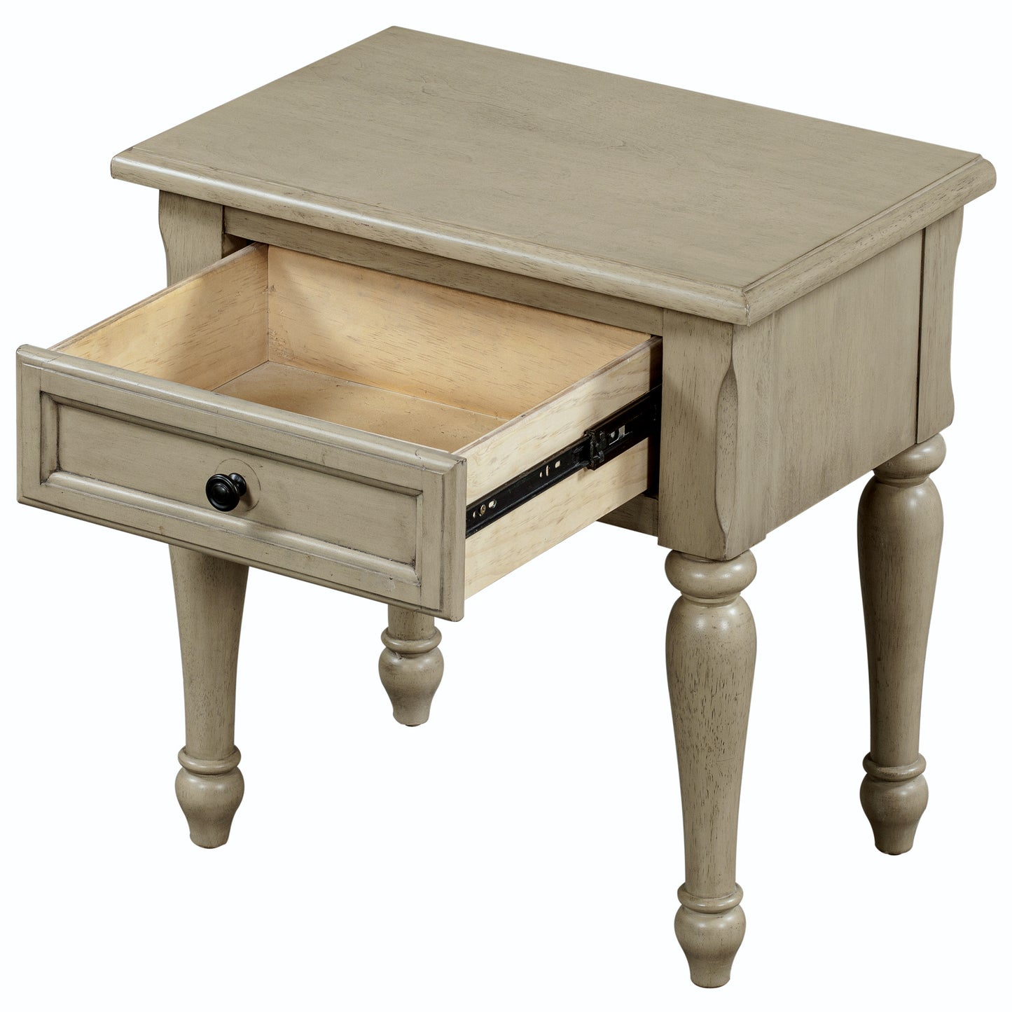 Solid Wood traditional One-Drawer Side Table End Table Nightstand, Stone Gray