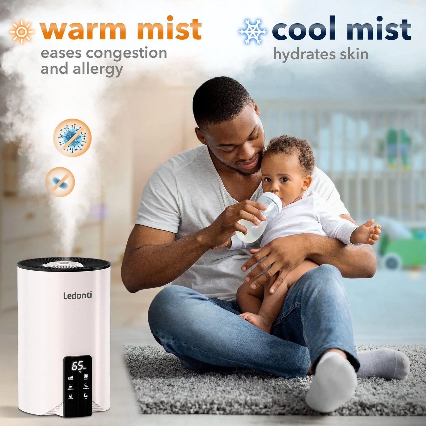 WiFi Control Humidifiers for Bedroom   Dual Mist (Cool & Warm) ! Humidifier 4L