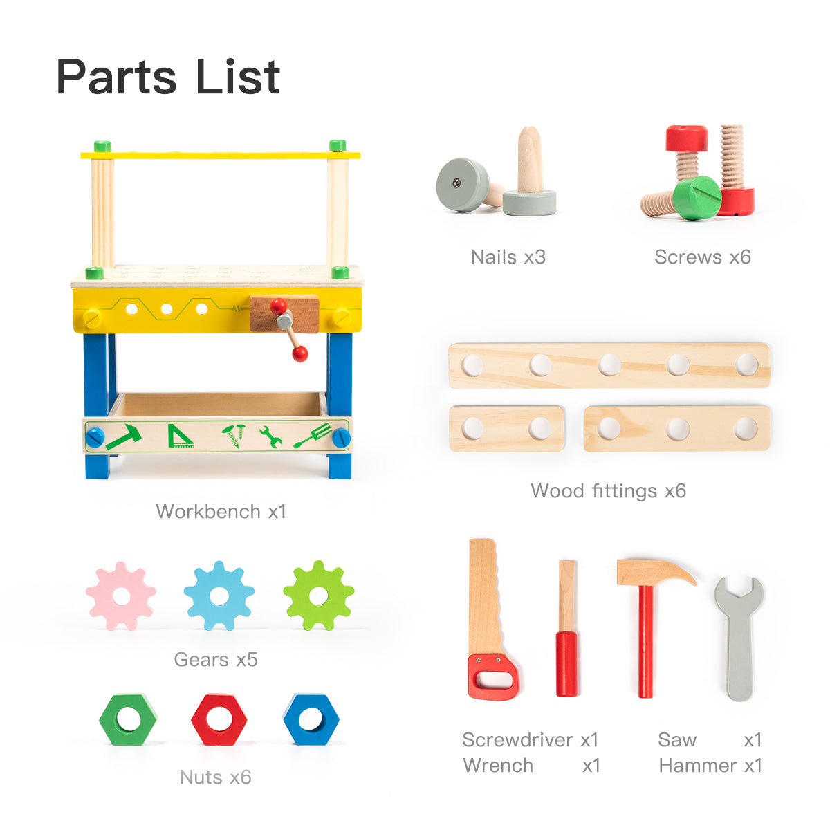 Wooden Tool Workbench Toy for Kids