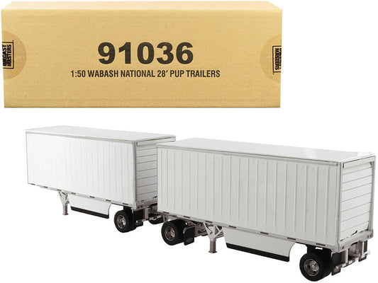 Wabash National 28' Double Pup Trailers White "Transport Series" 1/50 Diecast Model by Diecast Masters-0