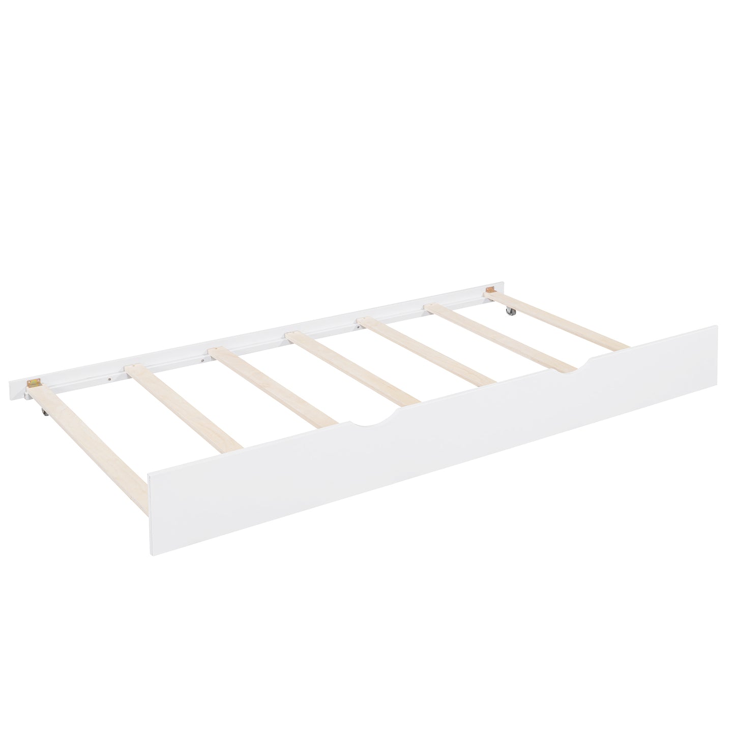 Wooden Twin Size House Bed with Trundle,Kids Bed with Shelf, White