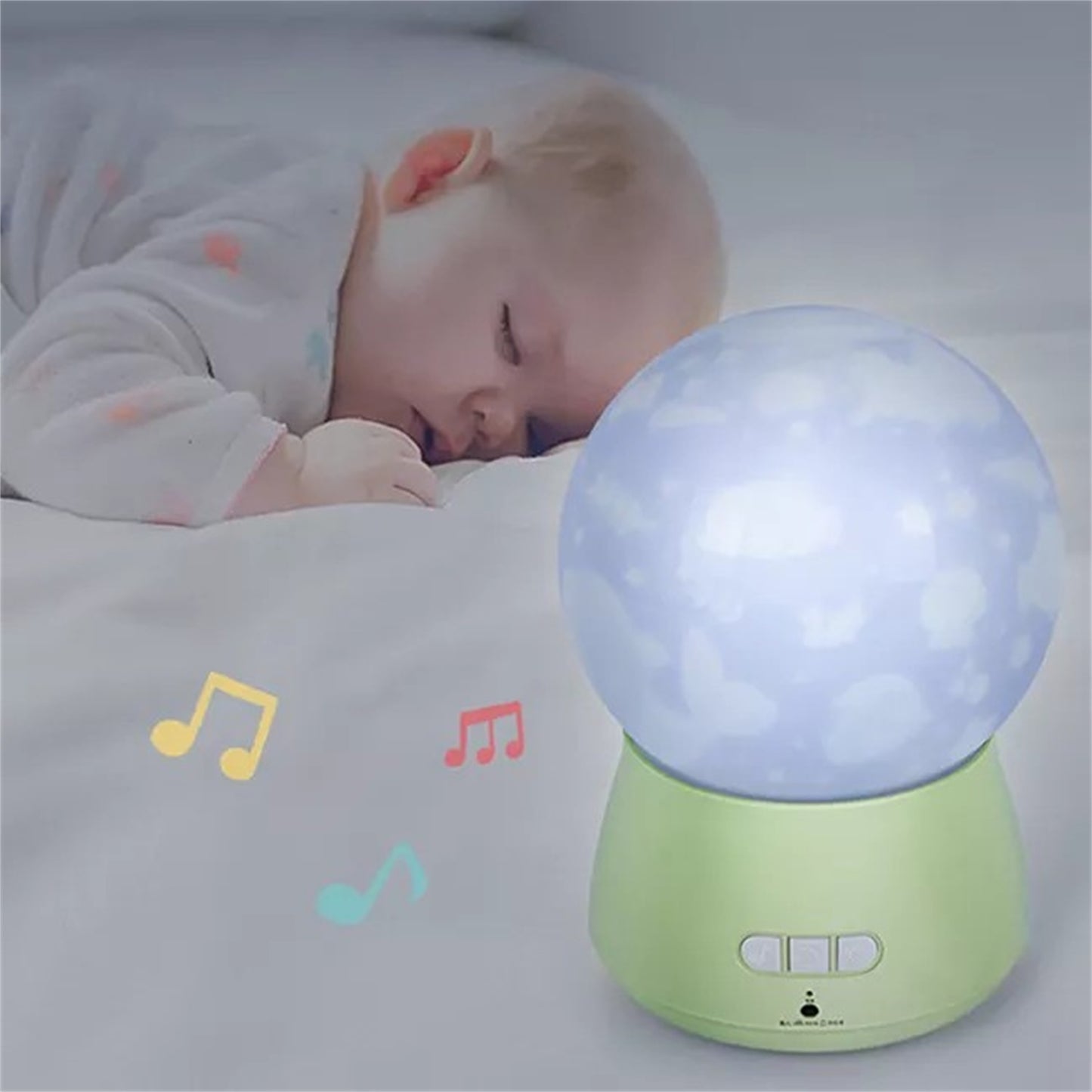 Cmgb LED Night Light, 360 Degree Rotating Baby Music Projector Night Light, Kids Sleep Light Green