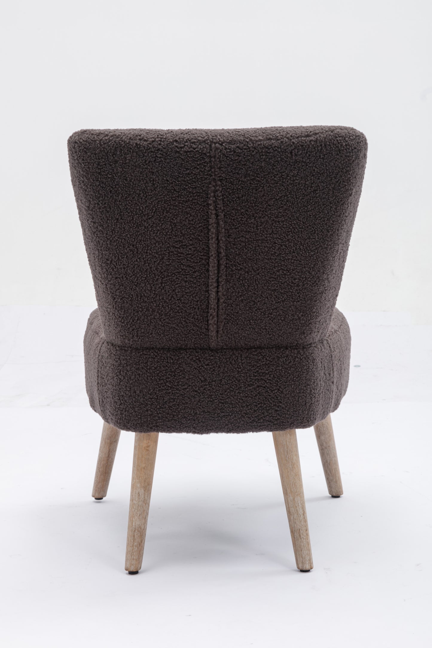 Teddy Fabric Button Accent Slipper Chair With Wooden Legs For Dining Room Living Room Bedroom,Dark Gray