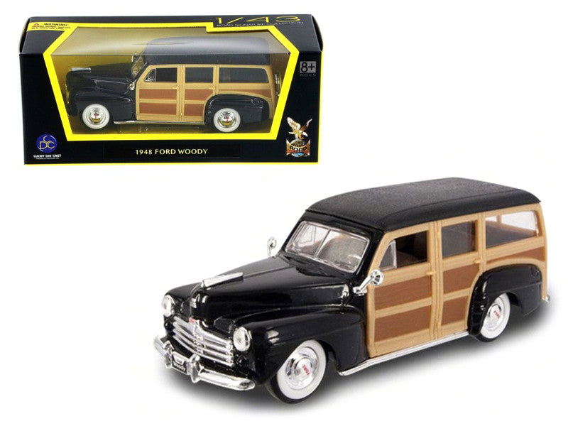 1948 Ford Woody Wagon Black 1/43 Diecast Model Car by Road Signature-0