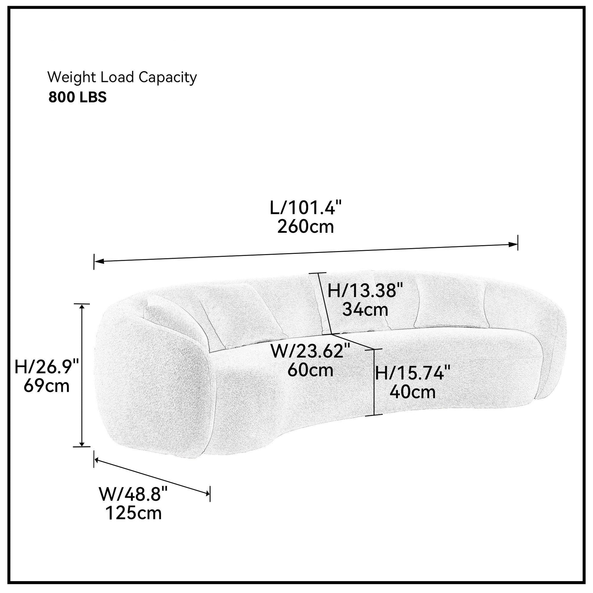 Boucle Sofa Modern Sectional Half Moon Leisure Couch-8