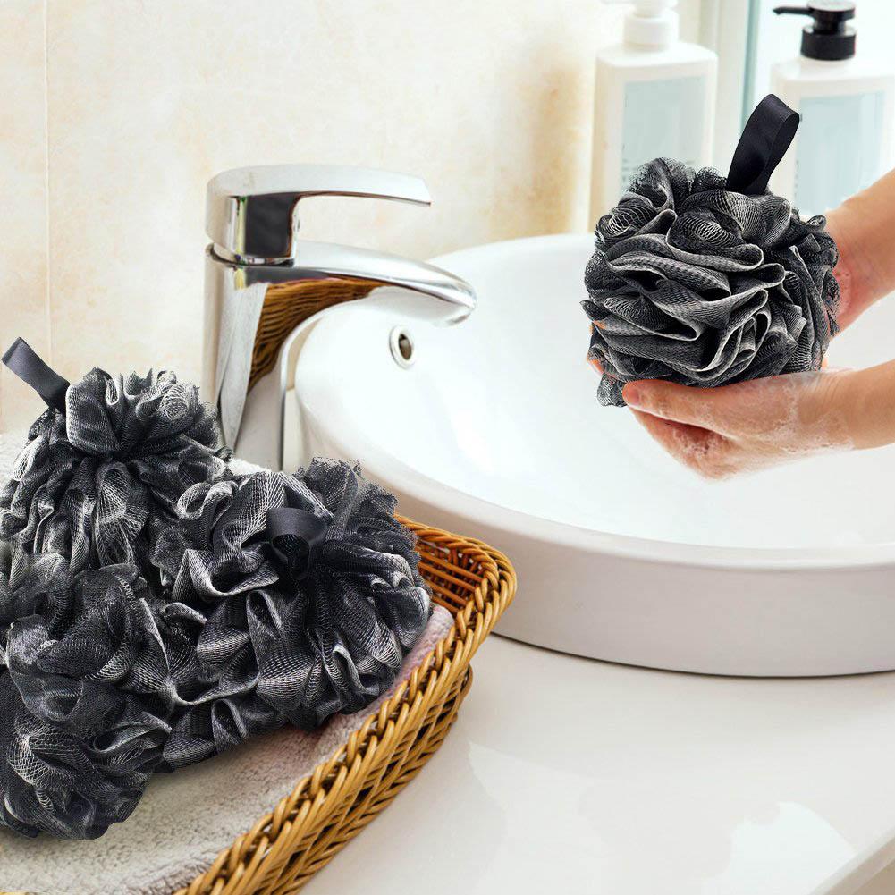 Black bamboo charcoal fiber PE mesh super soft bath ball