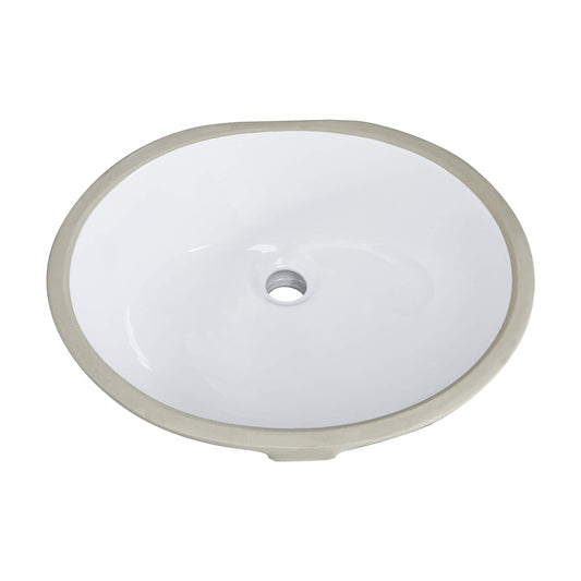 White Oval Undermount Bathroom Sink With Overflow