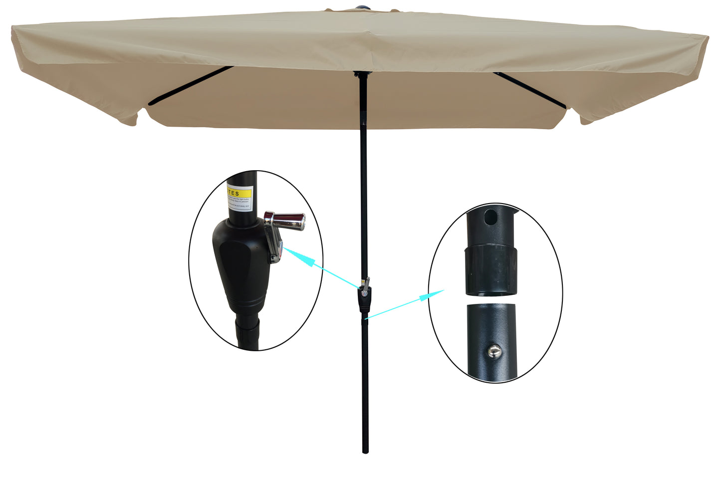 10 x 6.5ft Rectangular Patio Umbrella Outdoor Market  Umbrellas with Crank and Push Button Tilt for Garden   Swimming Pool Market