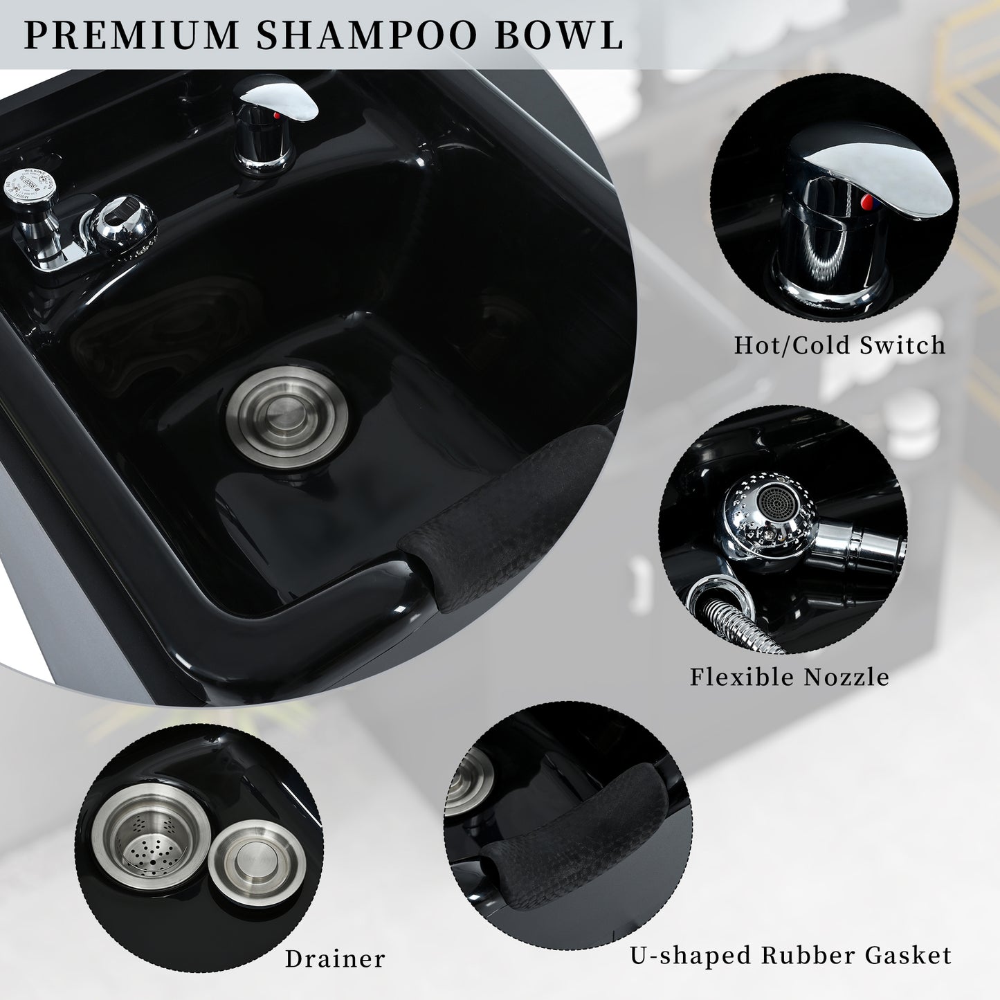 Shampoo Backwash Station for Salons,Salon Station with Shampoo Bowl & Storage Layer,Salon Equipment for Spa Beauty