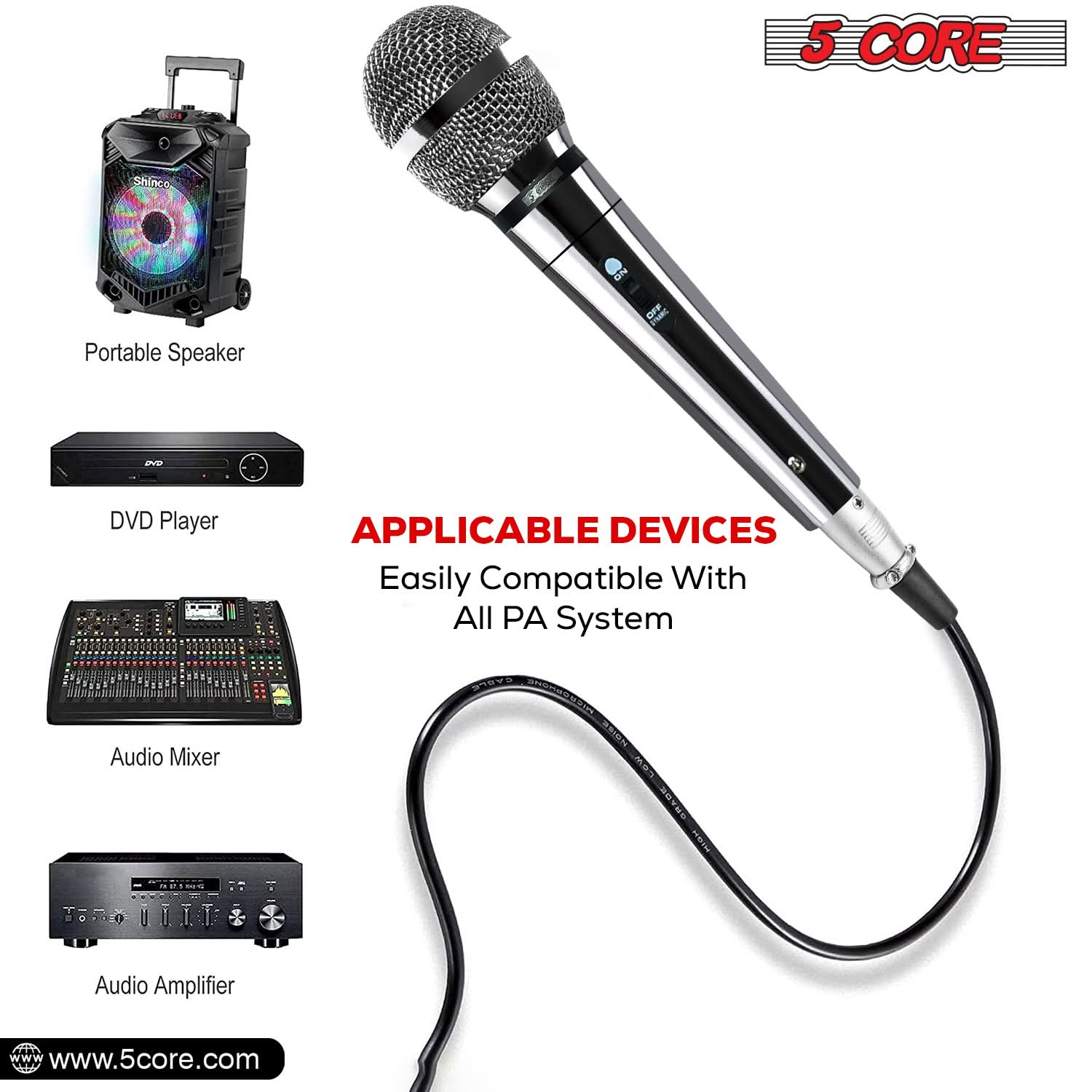 5Core XLR Microphone Dynamic Mic Karaoke Singing Studio Mics Handheld Microfono-2