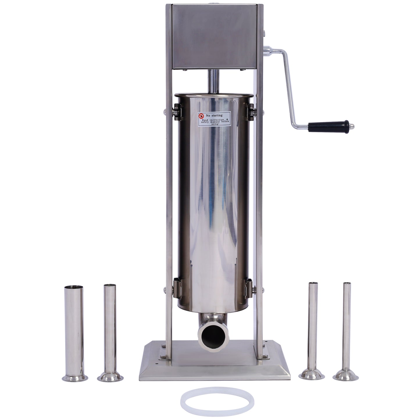 Stainless Steel Commercial Sausage Stuffer,Dual Speed Vertical Sausage Maker 15LB/7L, Meat Filler with 4 Stuffing Tubes