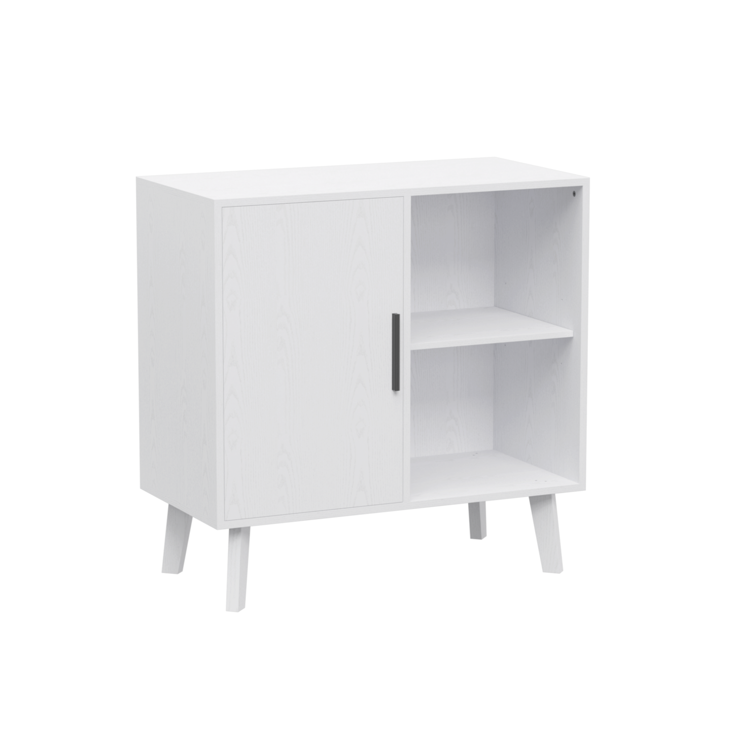 Wood Storage Cabinet, Modern Accent Buffet Cabinet, Free Standing Sideboard and Buffet Storage with Door and Shelves, Buffet Sideboard for Bedroom, Living Room, Kitchen or Hallway (White)