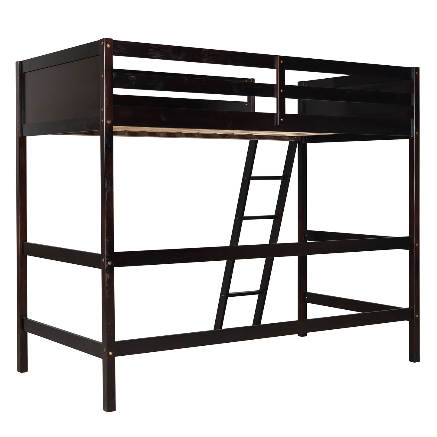 Solid Wood Twin Size Loft Bed with Ladder(Espresso)(OLD SKU: WF191903AAP)