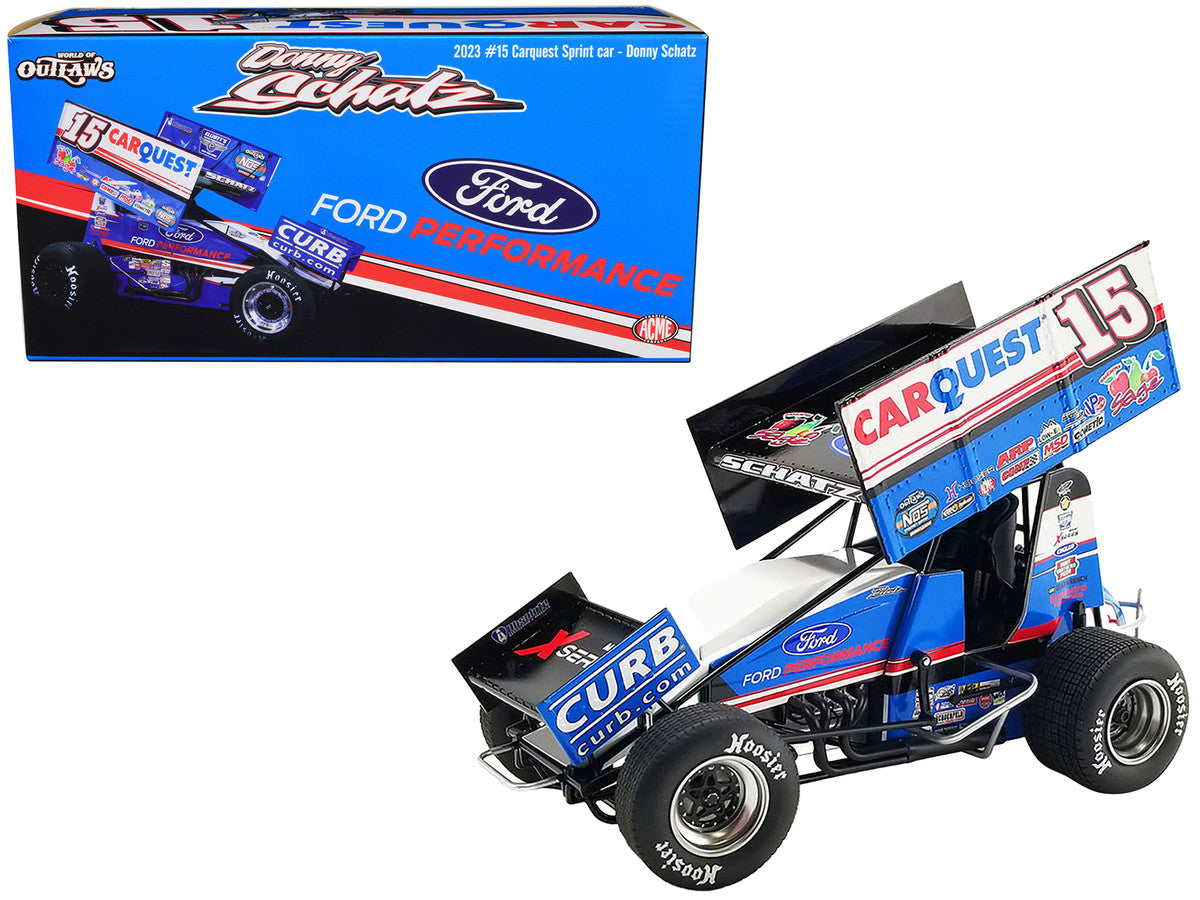 Winged Sprint Car #15 Donny Schatz "Carquest" Curb-Agajanian Racing "World of Outlaws" (2023) 1/18 Diecast Model Car by ACME-0