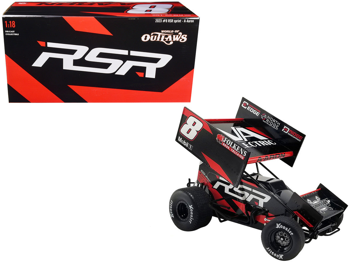 Winged Sprint Car #8 Aaron Reutzel "RSR" Baughman-Reutzel Motorsports "World of Outlaws" (2023) 1/18 Diecast Model Car by ACME-0