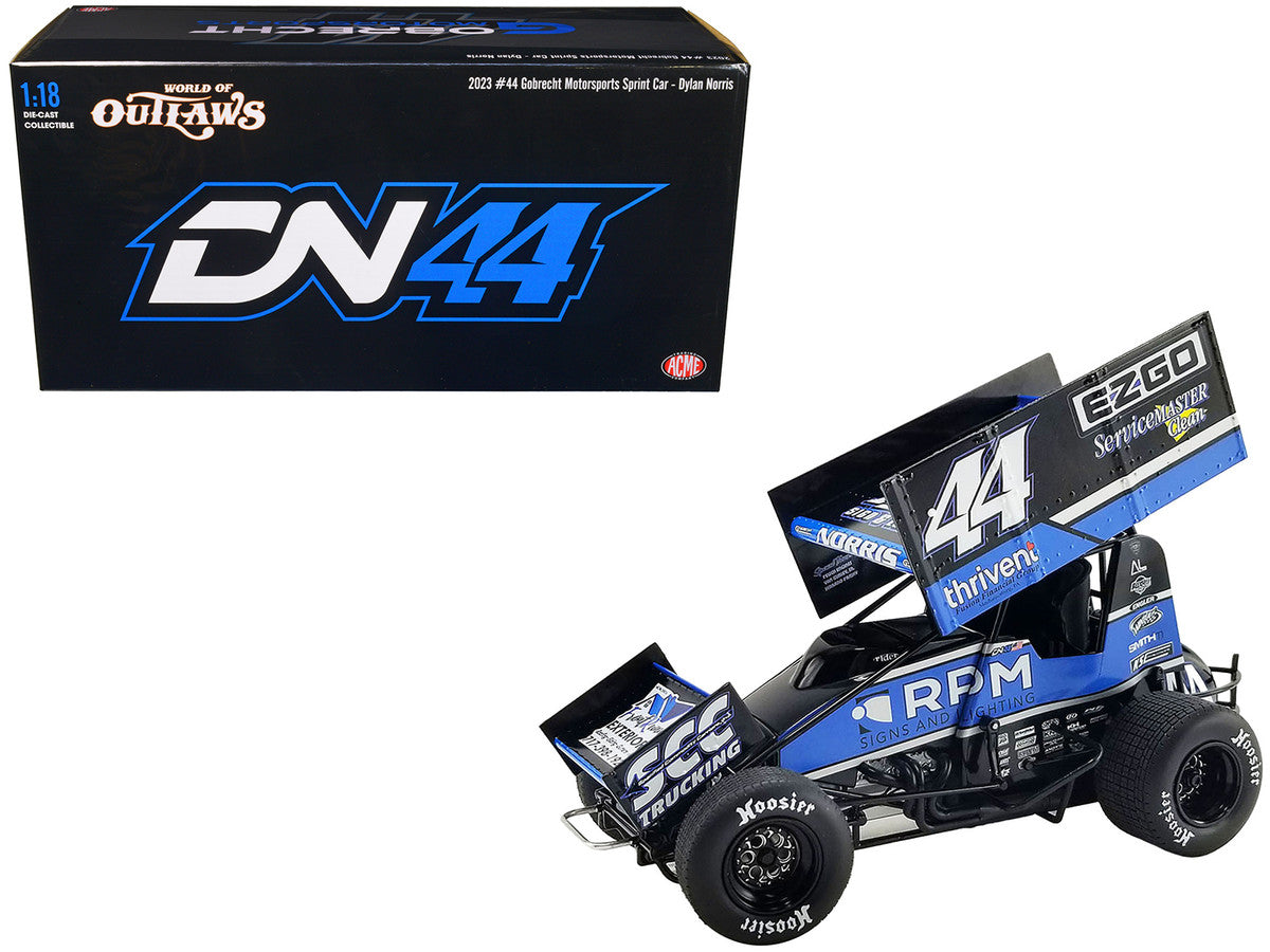 Winged Sprint Car #44 Dylan Norris "RPM" Gobrecht Motorsports "World of Outlaws" (2023) 1/18 Diecast Model Car by ACME-0