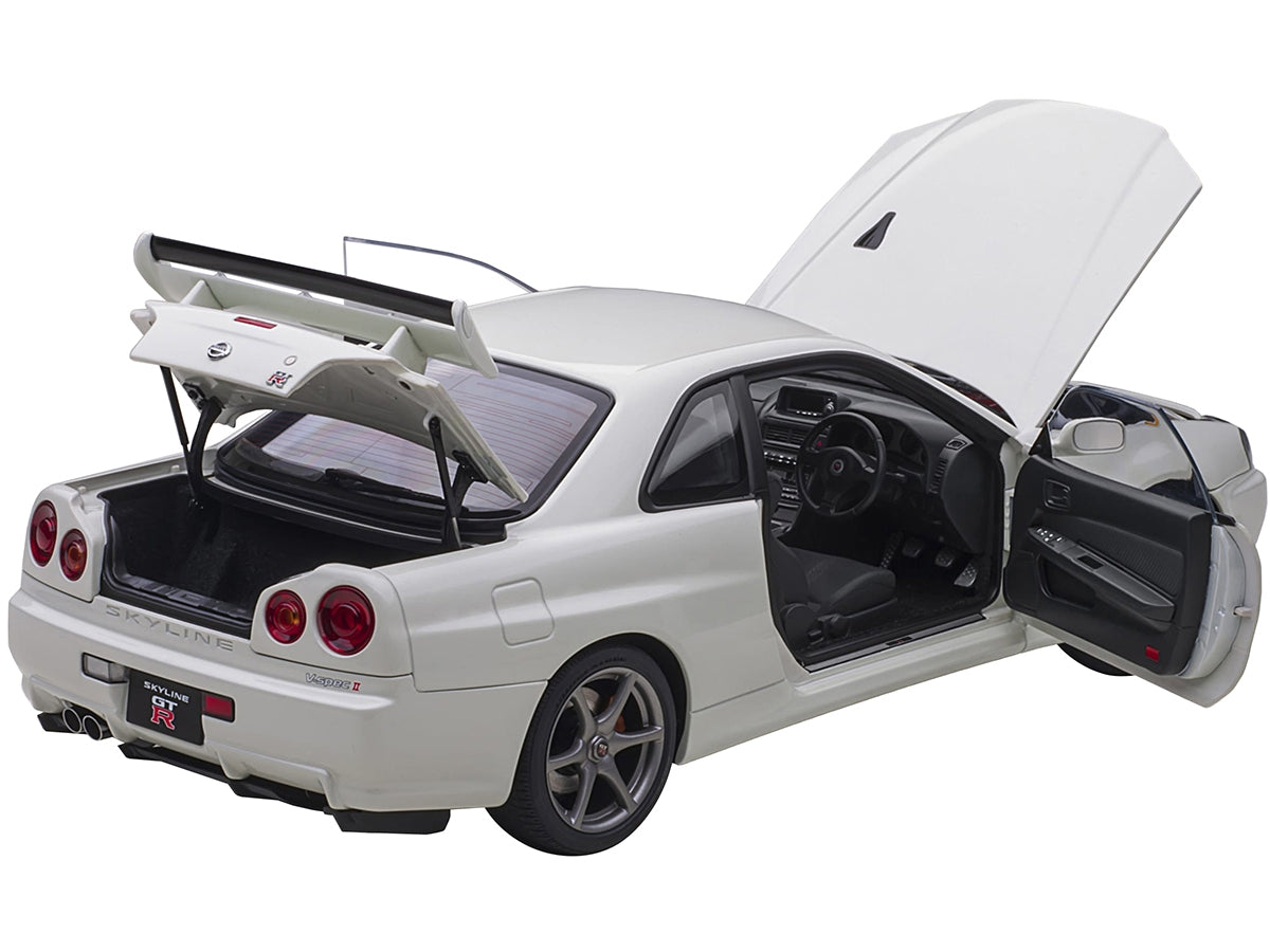 Nissan Skyline GT-R (R34) V-Spec II RHD (Right Hand Drive) White Pearl 1/18 Model Car by Autoart