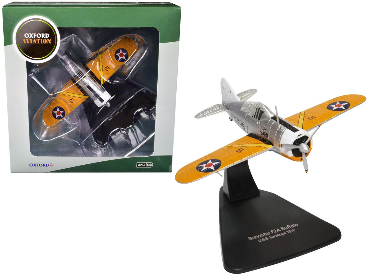 Brewster F2A Buffalo Fighter Aircraft "USS Saratoga" (1939) "Oxford Aviation" Series 1/72 Diecast Model Airplane by Oxford Diecast-0