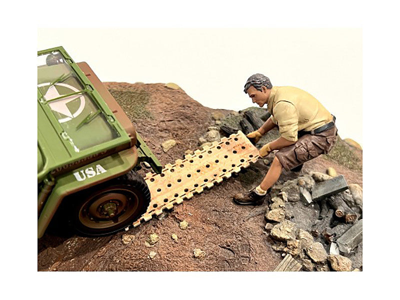 "4X4 Mechanic" Figure 2 with Board Accessory for 1/18 Scale Models by American Diorama-2