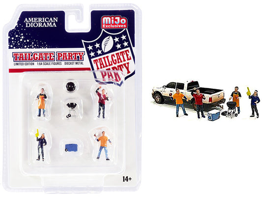 "Tailgate Party" Diecast Set of 6 pieces (4 Figurines and 2 Accessories) for 1/64 Scale Models by American Diorama-0