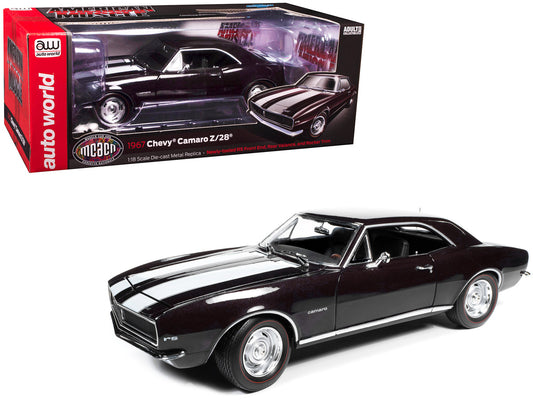 1967 Chevrolet Camaro Z/28 Royal Plum with White Stripes "Muscle Car & Corvette Nationals" (MCACN) 1/18 Diecast Model Car by Auto World-0