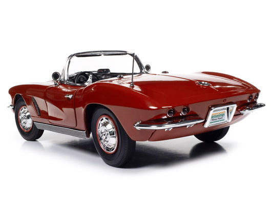 1962 Chevrolet Corvette Convertible Honduras Maroon Metallic "Hemmings Motor News September 2022 Cover Car" "American Muscle" Series 1/18 Diecast Model Car by Auto World