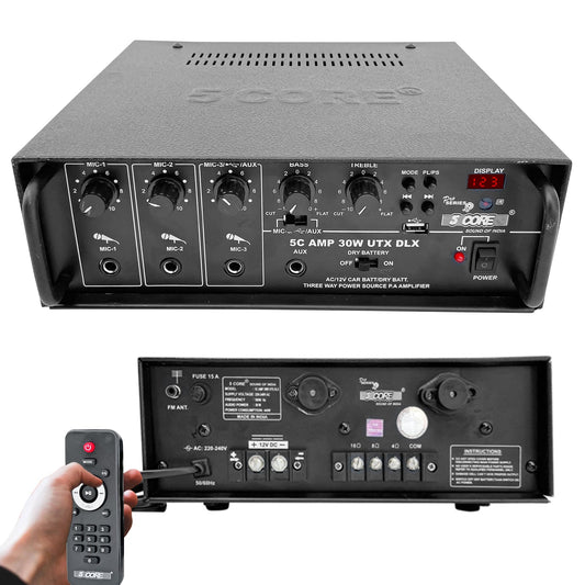 5Core Amplifier 2 Channel Stereo Receiver 300W Peak Power Speaker Amp w 3 MIC + USB AUX FM Input-0