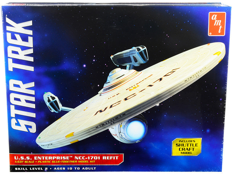 Skill 2 Model Kit U.S.S. Enterprise NCC-1701 Refit Starship "Star Trek" 1/537 Scale Model by AMT-0