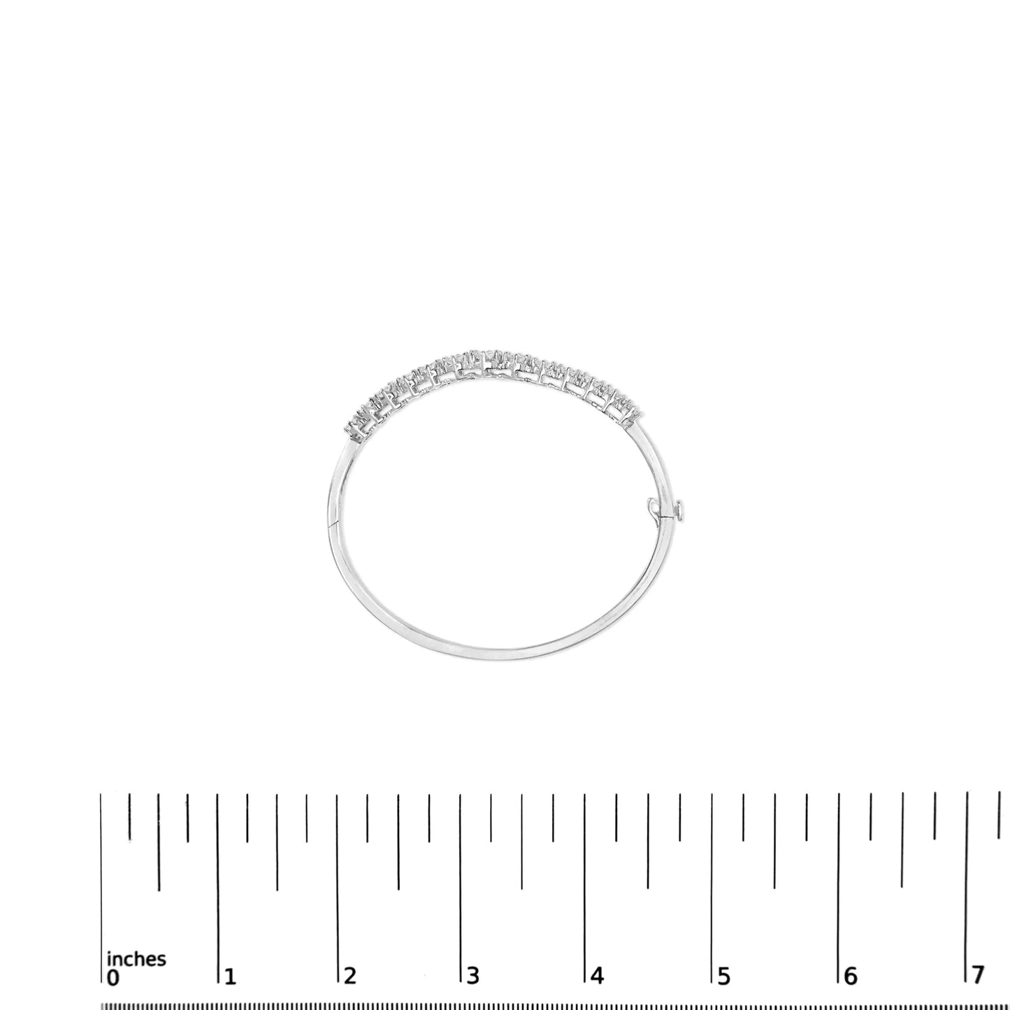 14K White Gold 2 5/8 Cttw Round Diamond 7 Stone Floral Cluster Link Bangle Bracelet (H-I Color, SI1-SI2 Clarity) - Fits Wrists up to 7.25" Inches