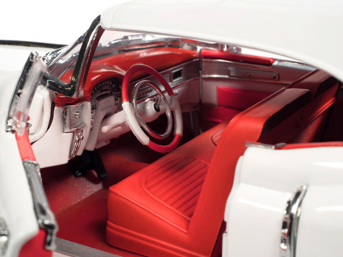 1953 Cadillac Eldorado Soft Top Alpine White with Red Interior 1/18 Diecast Model Car by Auto World-3