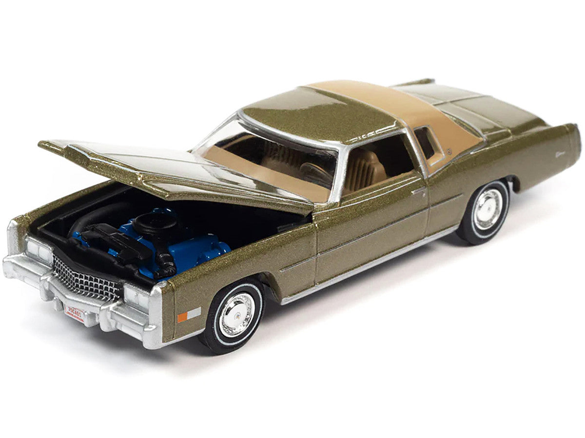 1975 Cadillac Eldorado Tarragon Gold Metallic with Rear Section of Roof Sandalwood Tan "Luxury Cruisers" Limited Edition to 14910 pieces Worldwide 1/64 Diecast Model Car by Auto World-1
