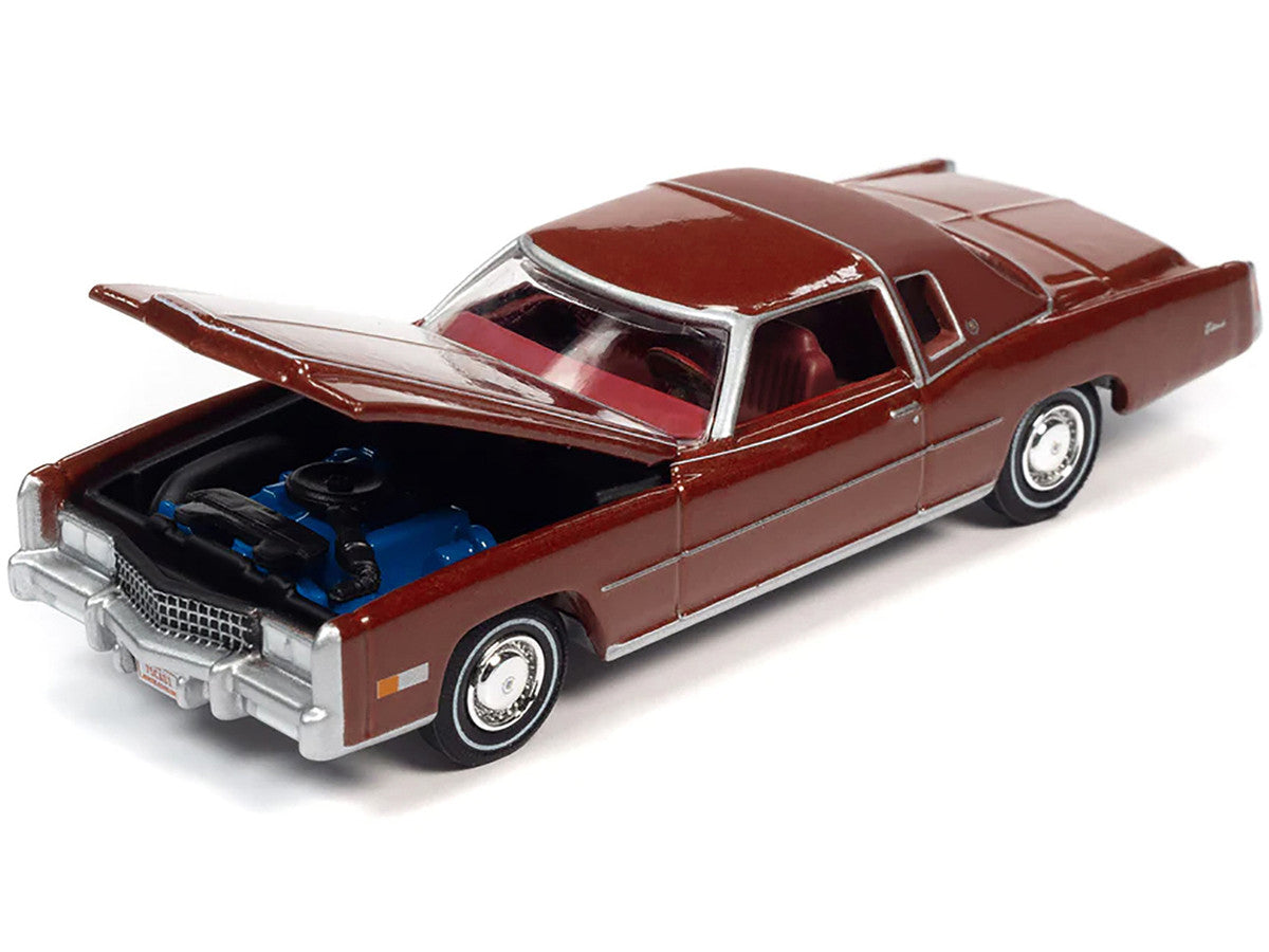 1975 Cadillac Eldorado Firethorn Red Metallic with Rear Section of Roof Matt Dark Red "Luxury Cruisers" Limited Edition to 14910 pieces Worldwide 1/64 Diecast Model Car by Auto World-1