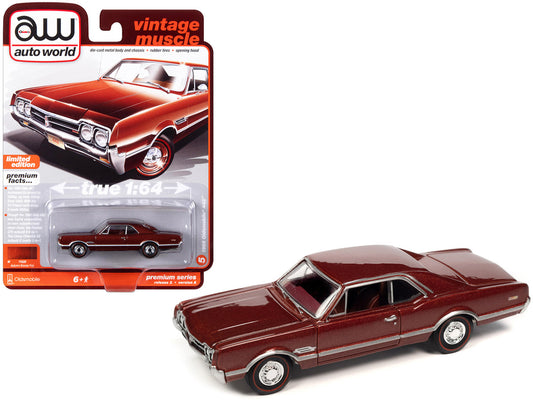1966 Oldsmobile 442 Autumn Bronze Metallic with Red Interior "Vintage Muscle" Limited Edition 1/64 Diecast Model Car by Auto World-0