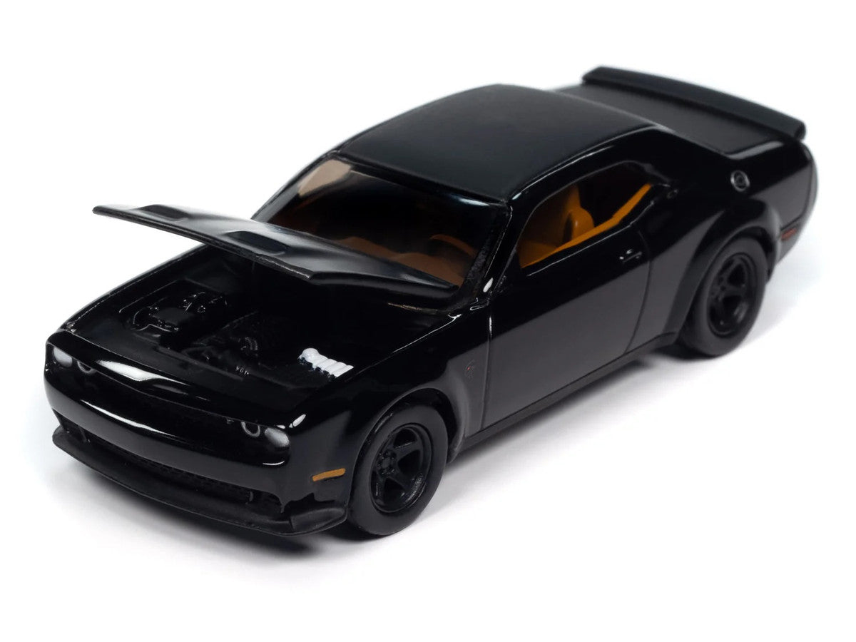 2021 Dodge Challenger SRT Super Stock Pitch Black "Modern Muscle" Series 1/64 Diecast Model Car by Auto World-1