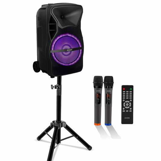 5Core 12 inch PA Portable Bluetooth Party Speaker Karaoke Boombox + 2 Wireless Mics-0