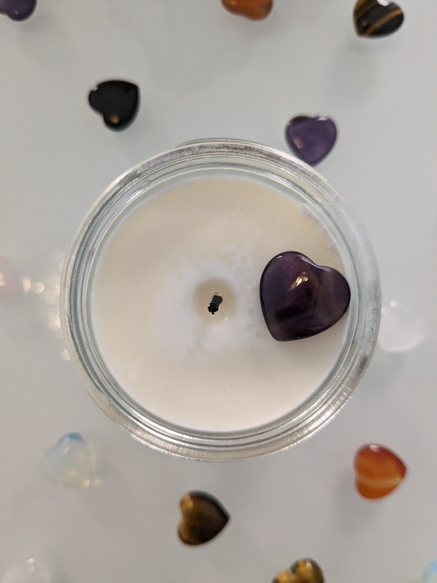 ANTISTRESS - Amethyst Kristall Duftkerze - Wasserjasmin | Meersalzrose | Ozon - Heilende Kerze, Edelsteine, Reiki, Kristall, Stein, Heilung, Reinigung, Meditation-4