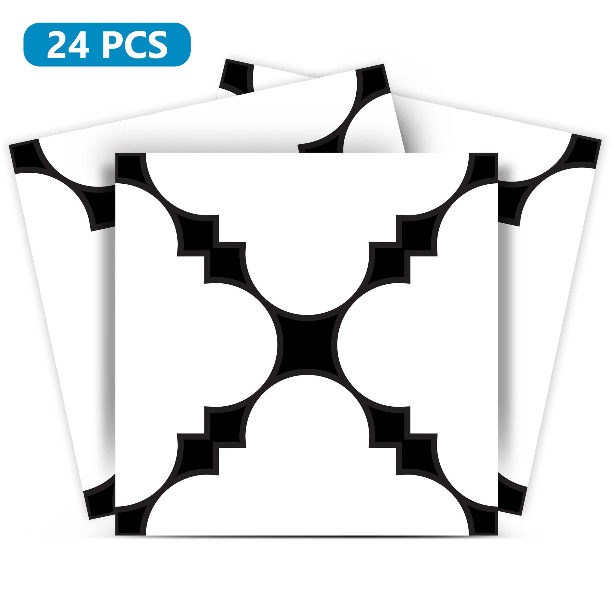 Bathroom Black and white tile stickers easy to apply pattern tiles Model - B50-0