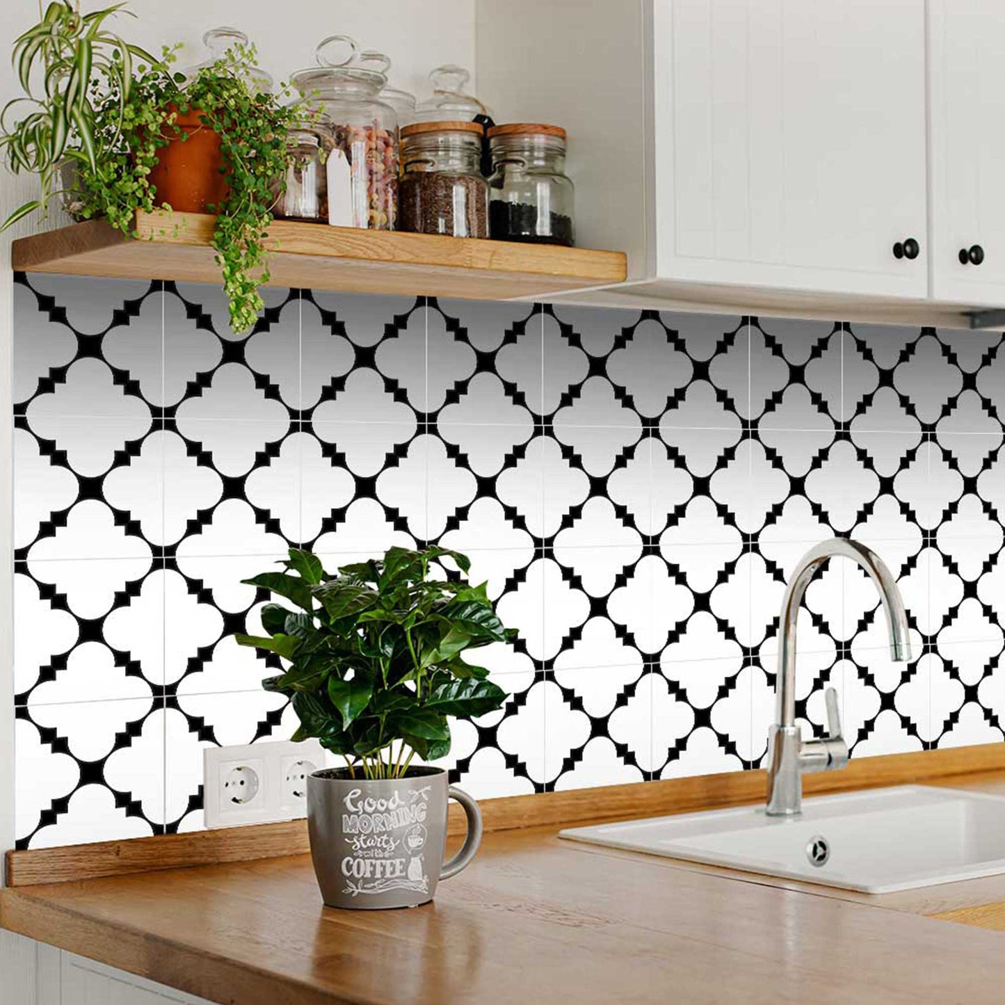 Bathroom Black and white tile stickers easy to apply pattern tiles Model - B50-1