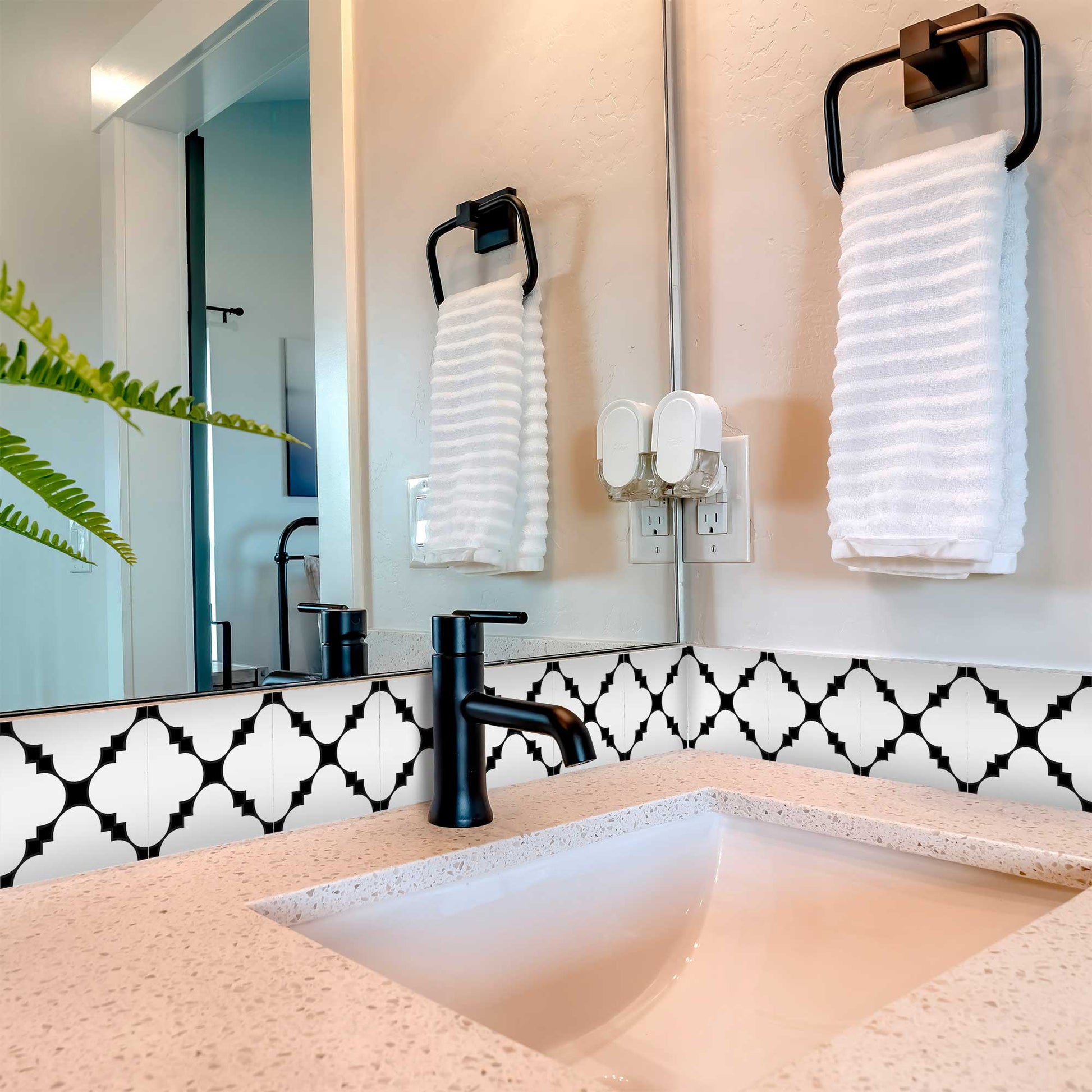 Bathroom Black and white tile stickers easy to apply pattern tiles Model - B50-2