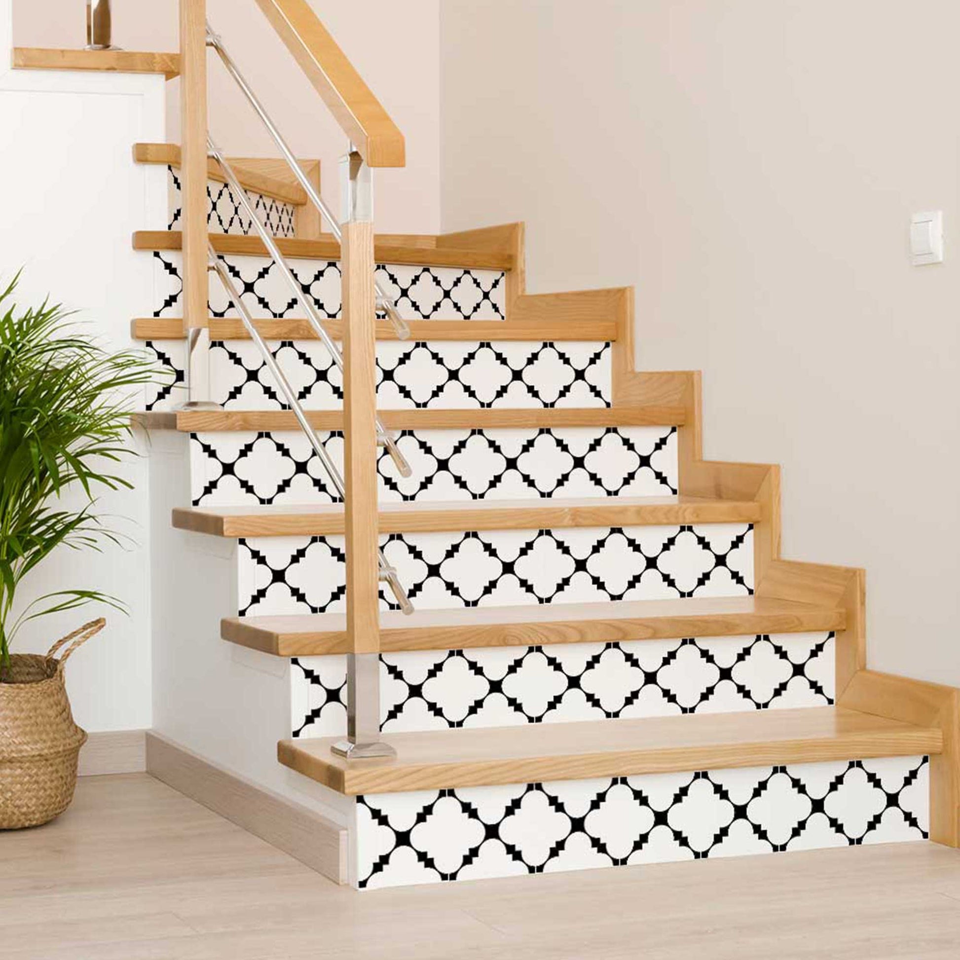 Bathroom Black and white tile stickers easy to apply pattern tiles Model - B50-3