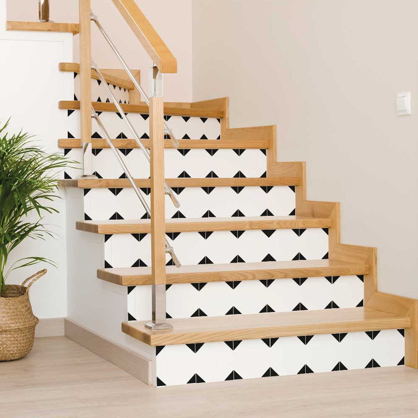 Black and White easy to install connected pattern peel and stick Tile Stickers Model - B77-3