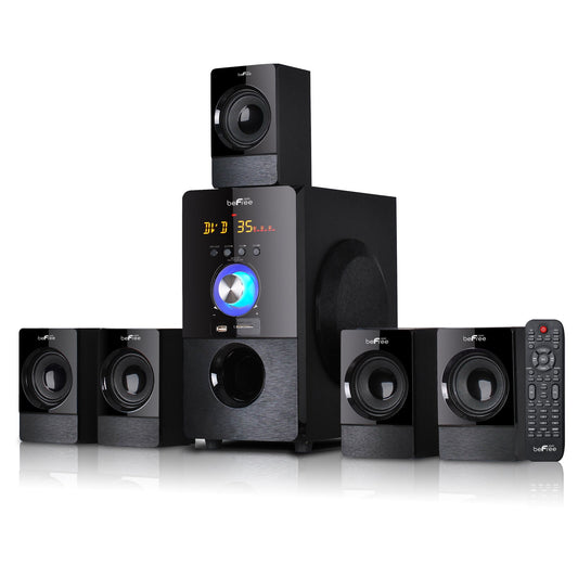 beFree Sound 5.1 Channel Surround Sound Bluetooth Speaker System in Black