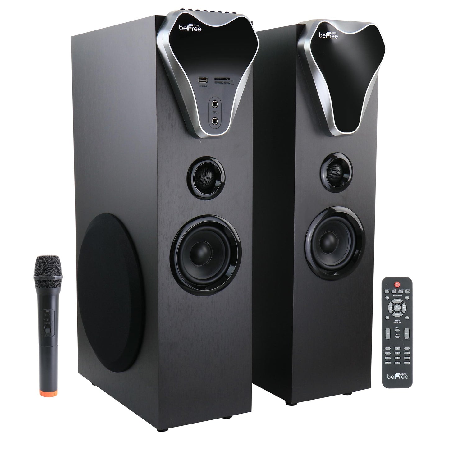 beFree Sound 2.1 Channel Bluetooth Tower Speakers with Optical Input