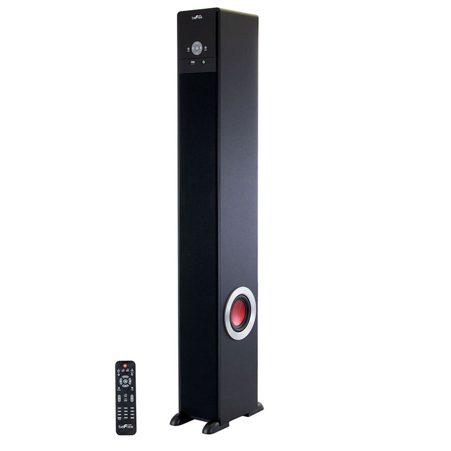 beFree Sound Bluetooth Powered 90 Watt Tower Speaker in Black with 5.1 Inch Subwoofer