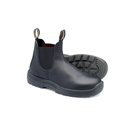 Steel Toe Slip-On Elastic Side Boots w/ Kick Guard, Black, AU size 7.5, US size 8.5