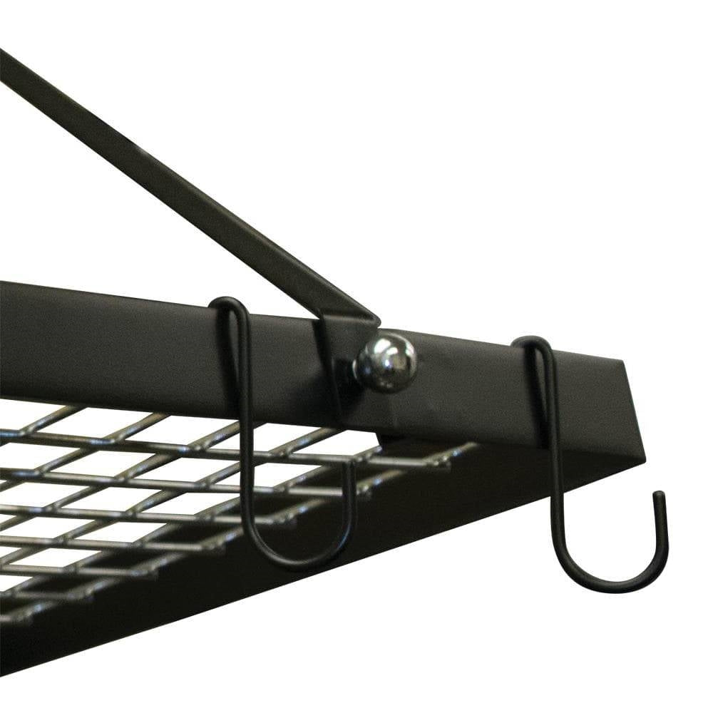 Black Metal Rectangular Pot Rack with 12 Hanging Hooks - Holds up to 40 lbs.-2