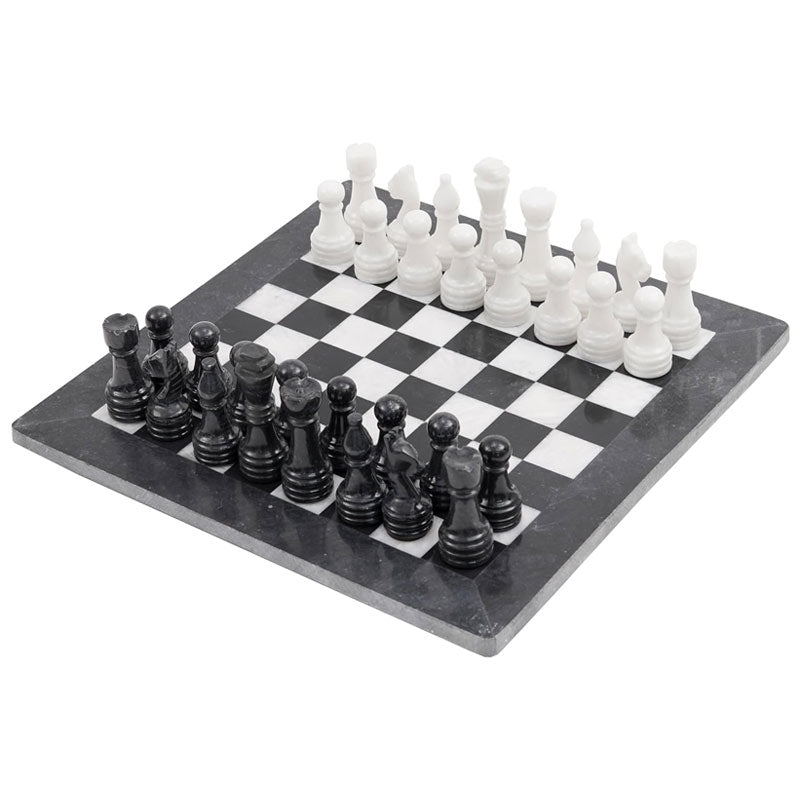 Black and White 15 Inches High Quality Marble Full Chess Set-1