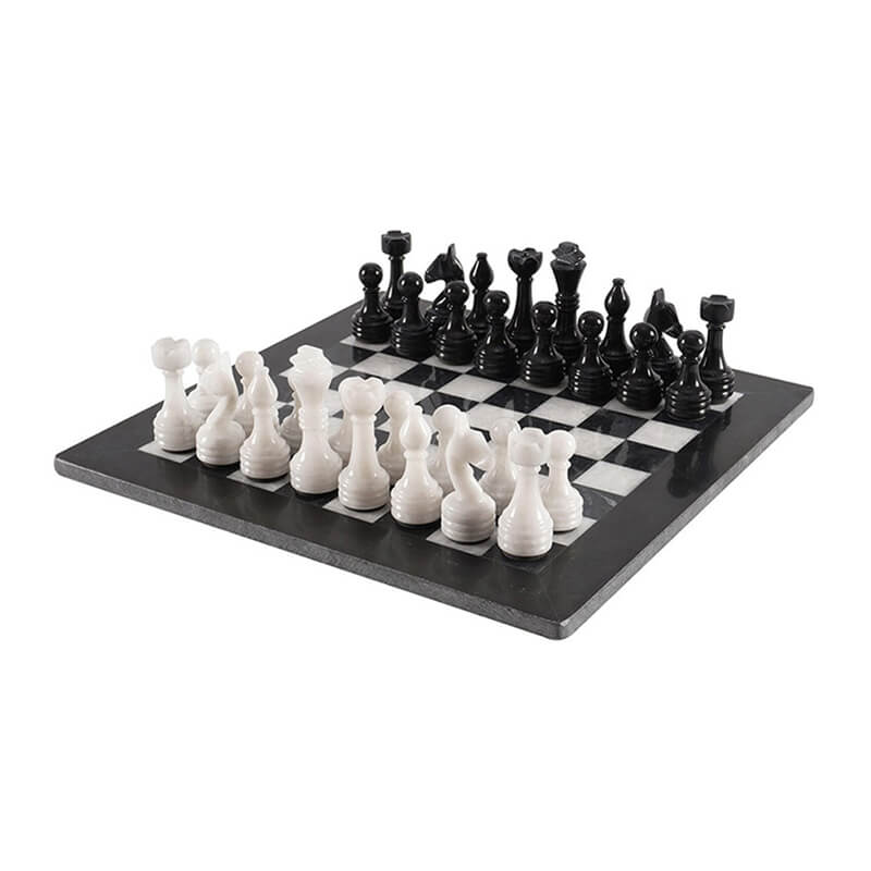 Black and White 12 Inches Premium Quality Marble Chess Set-1