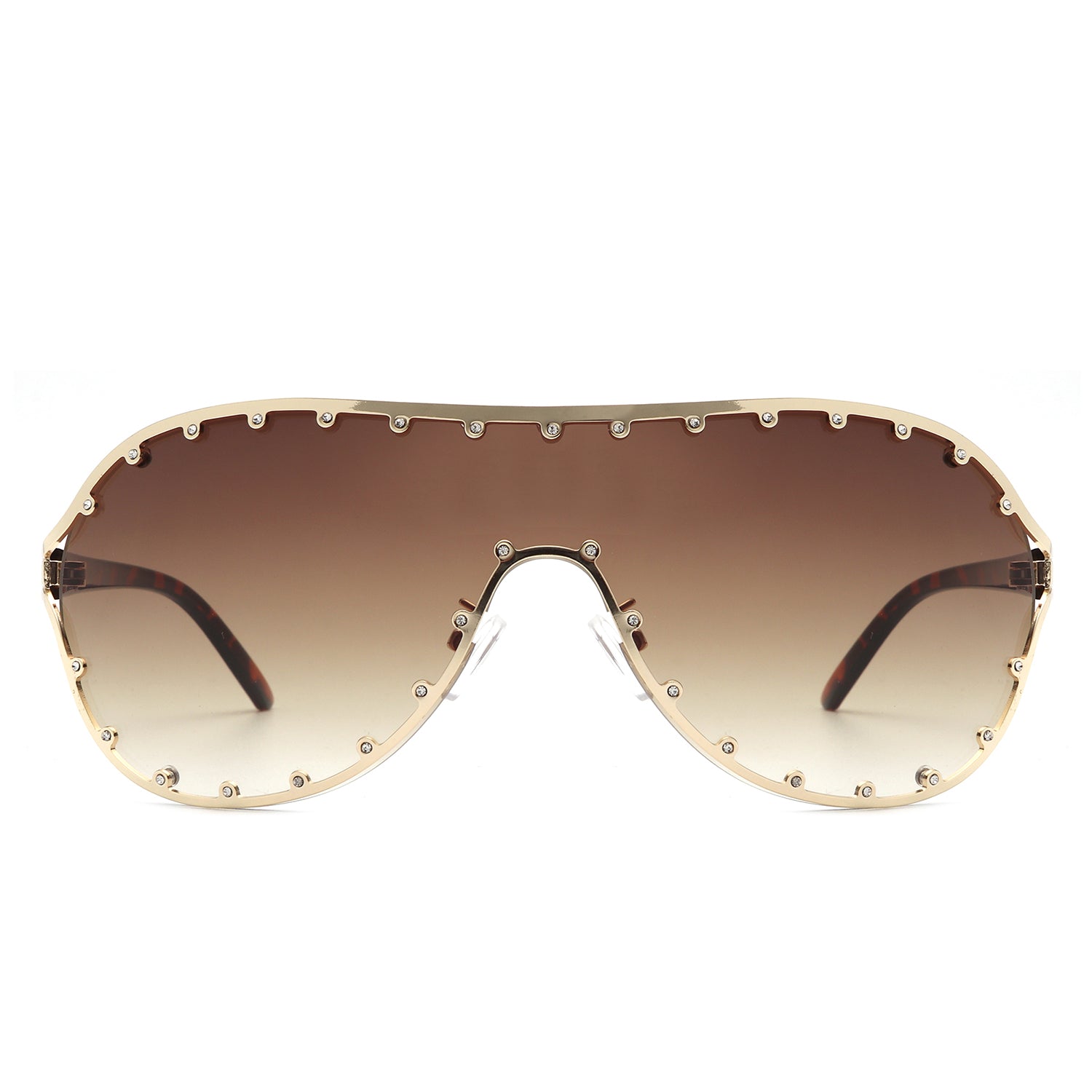 Evanesce - Oversize Rhinestone Design Fashion Women Aviator Sunglasses-1