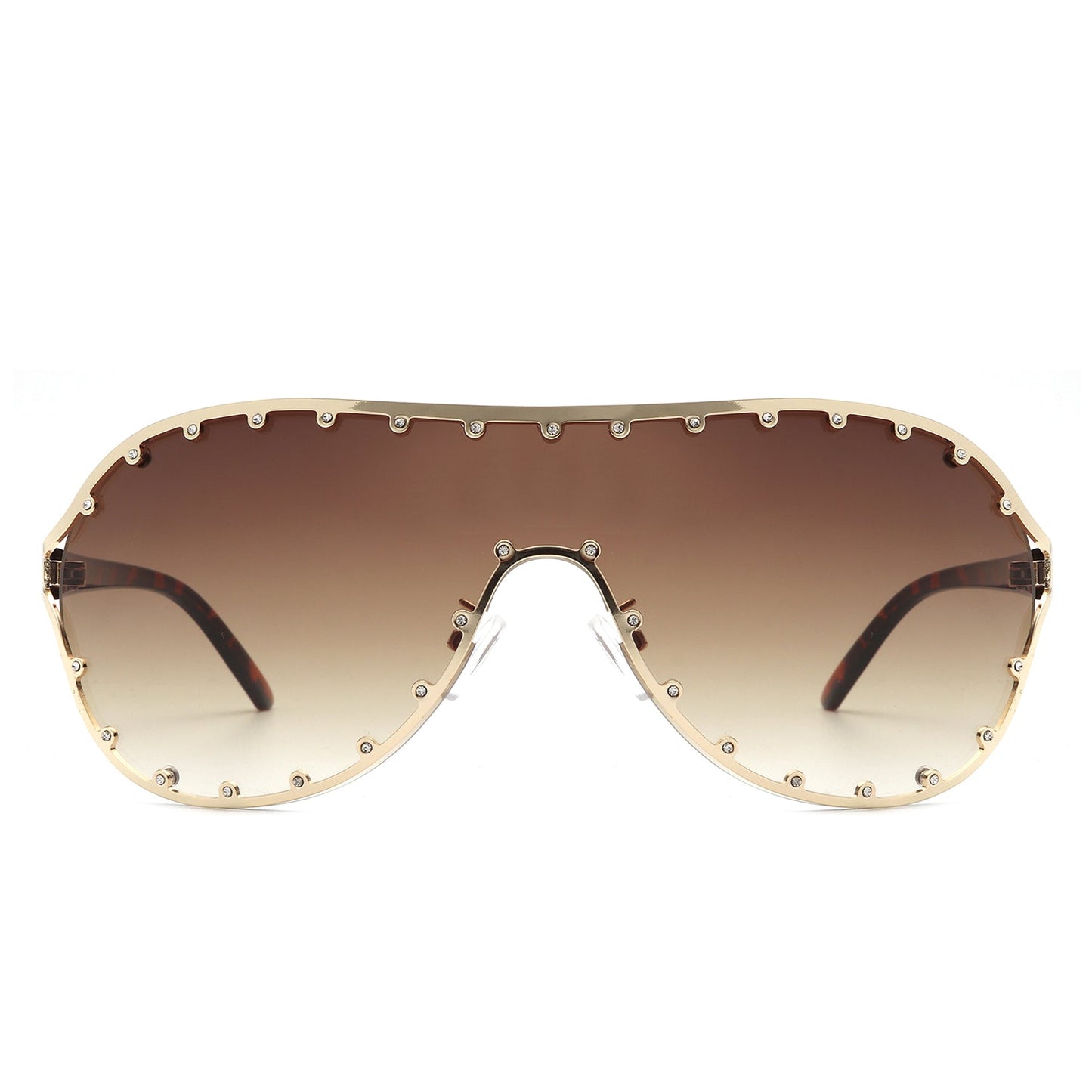 Evanesce - Oversize Rhinestone Design Fashion Women Aviator Sunglasses-1